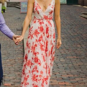 H&M Flowy White and Red Flower Dress